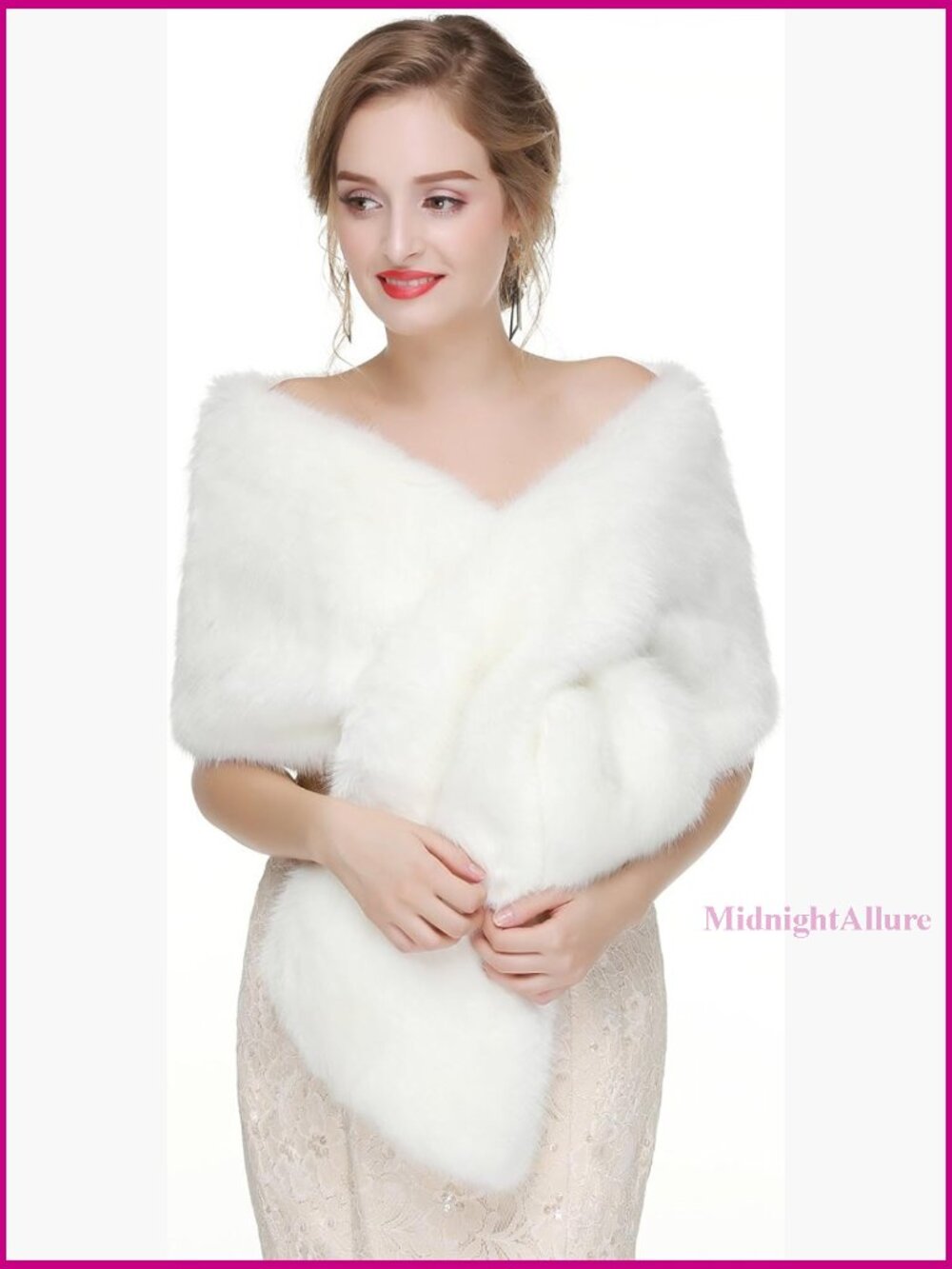 Faux Fur Shawl Wrap Cape for Wedding Party Formal Occasion